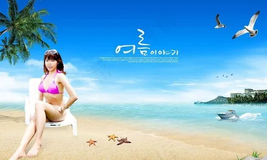 夏季海滩休闲旅游图片