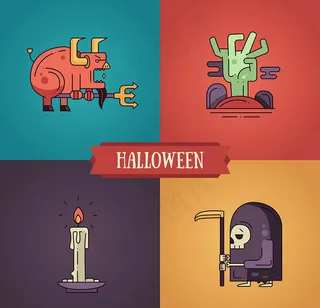 万圣节狂欢人物矢量素材