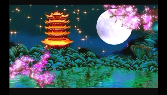 月亮黄鹤楼视频素材