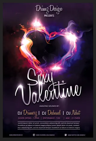 情人节火焰心形海报