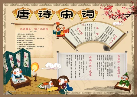 最新中国传统文化唐诗宋词小报手抄报