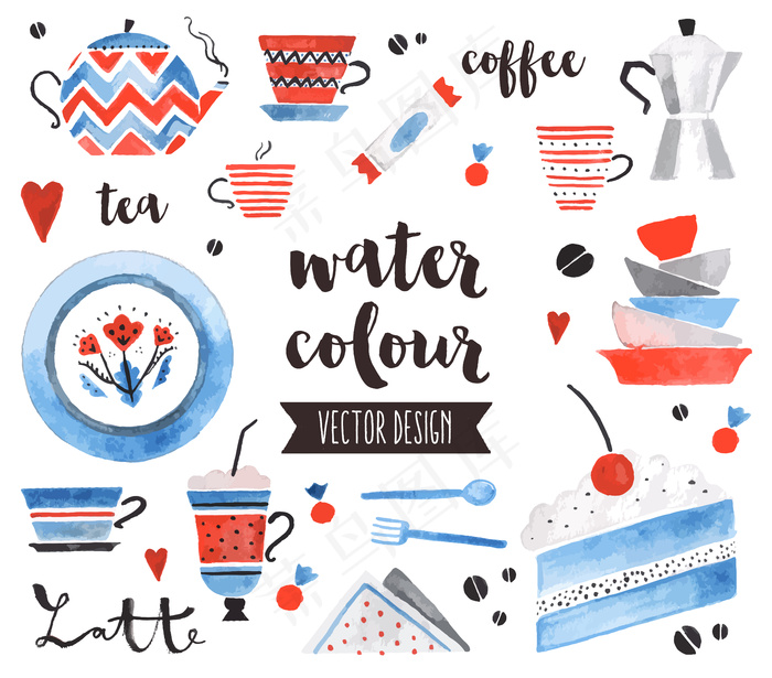 居家生活水彩画元素