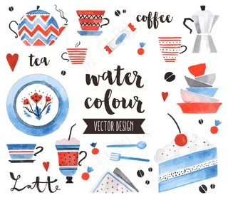 居家生活水彩画元素