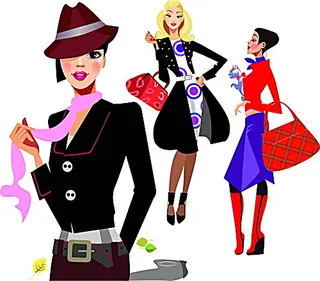 手挽包的时尚女性插画