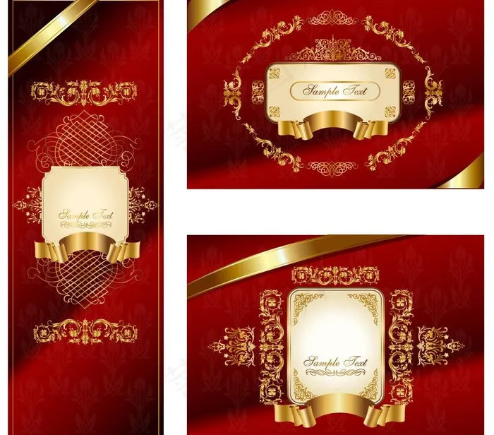 金色欧式花纹花边框图片eps,ai矢量模版下载