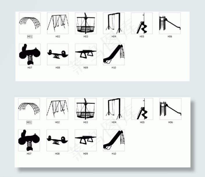 剪影08 公园玩具设施剪影图片eps,ai矢量模版下载