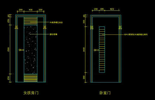 卧室门安装立面图 卧室门安装立面图