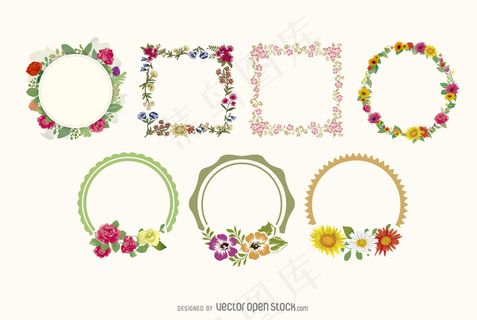 圆形花纹边框枝条