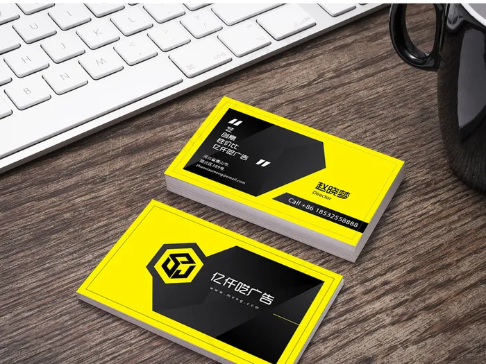 简约创意高档广告公司黄黑色名片设计...ai矢量模版下载