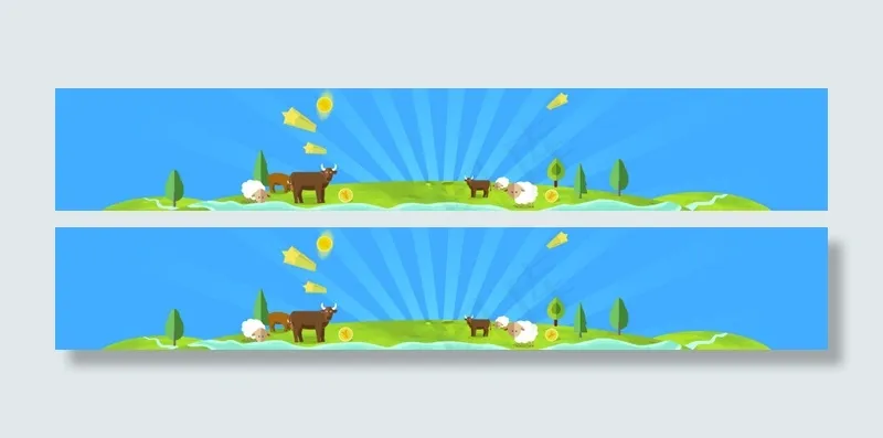 青草地banner背景psd模版下载