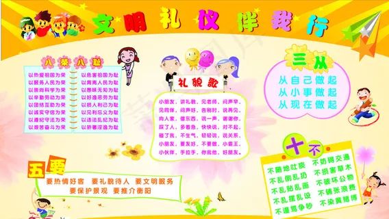 文明礼仪伴我行展板图片