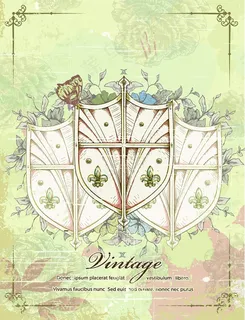 复古盾牌婚礼请柬封面矢量素材 复古盾牌婚礼请柬封面矢量素材