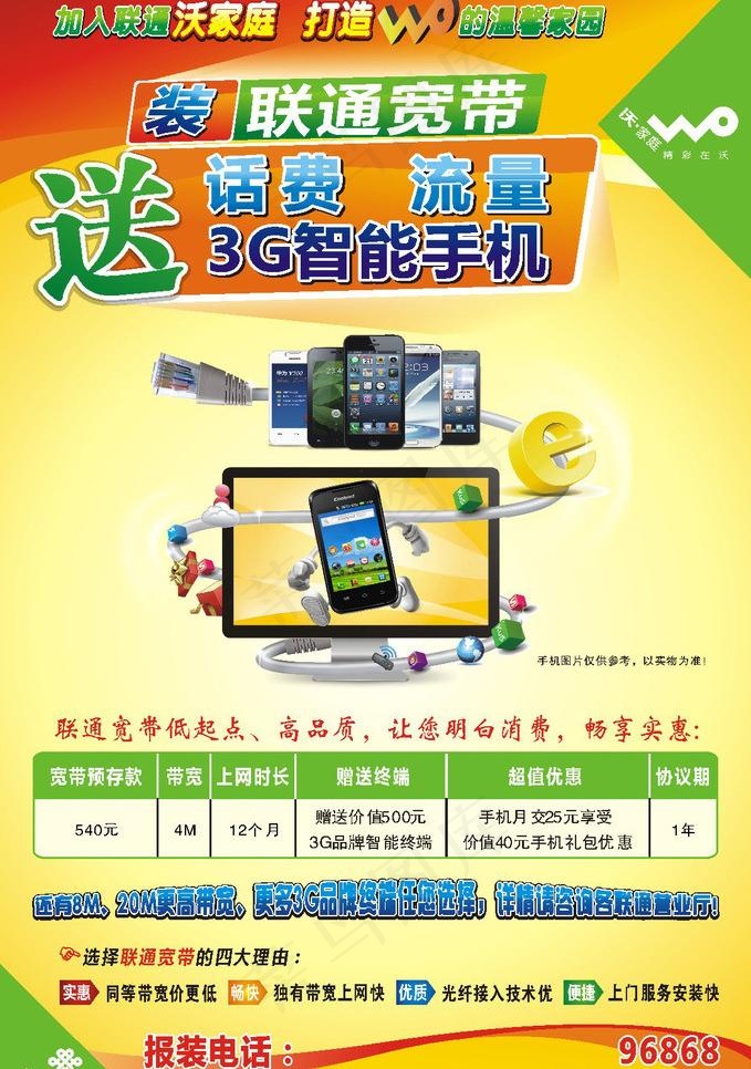 联通宽带宣传图片cdr矢量模版下载