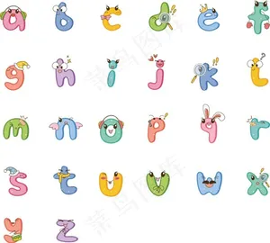 矢量可爱卡通字母