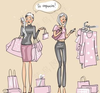 卡通购物美女图片