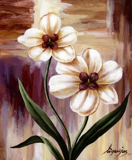 白色花朵油画图片 白色花朵油画图片