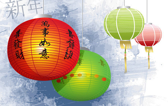 新年灯笼矢量素材图eps,ai矢量模版下载