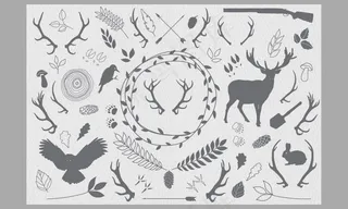 森系矢量植物动物鹰