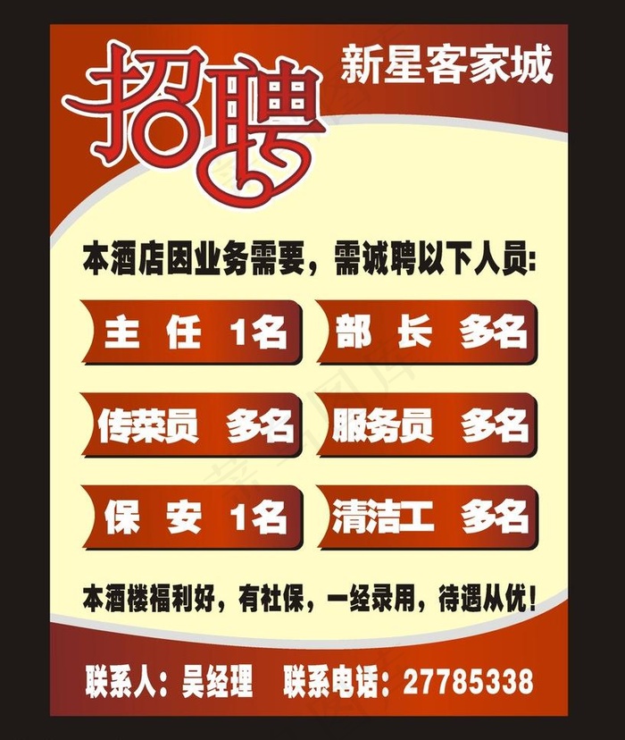 酒店招聘图片cdr矢量模版下载