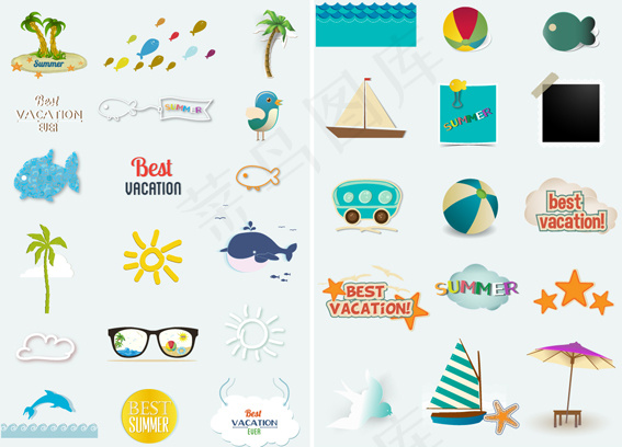 夏日元素矢量素材