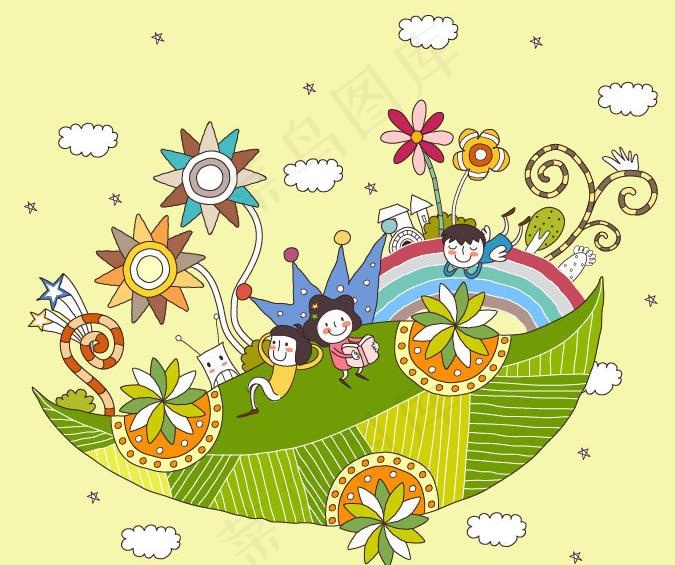 春天乐园 卡通插画图片