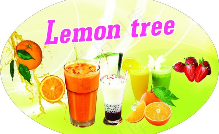 柠檬树咖啡奶茶灯箱图片