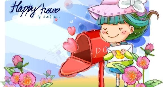 韩国快乐儿童矢量插画34