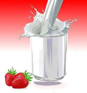 热带水果草莓牛奶图片