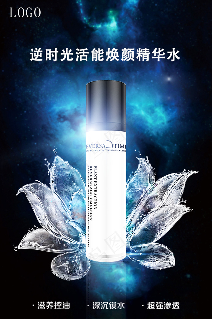 逆时光补水化妆品海报设计(3543X5315(DPI:300))psd模版下载