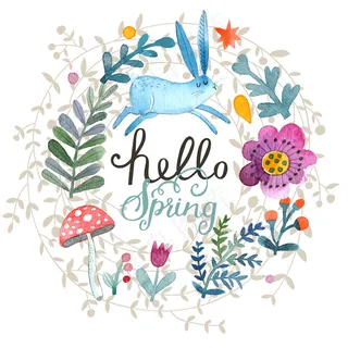 森系动物植物婚礼请柬背景元素