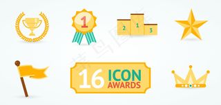 8款金色奖杯与奖牌矢量素材