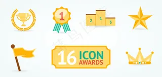 8款金色奖杯与奖牌矢量素材