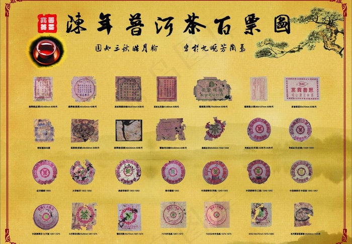 陈年普洱百票图28-57cdr矢量模版下载