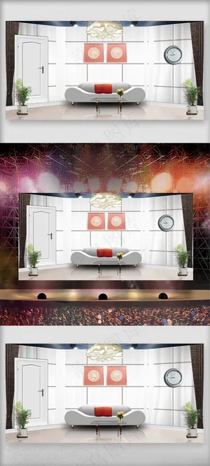 创意时尚现代风小品舞台背景模板设计