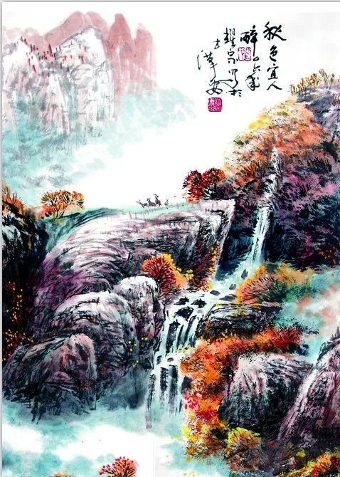 山水画psd模版下载