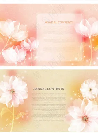 洁白唯美花卉幻彩背景矢量素材