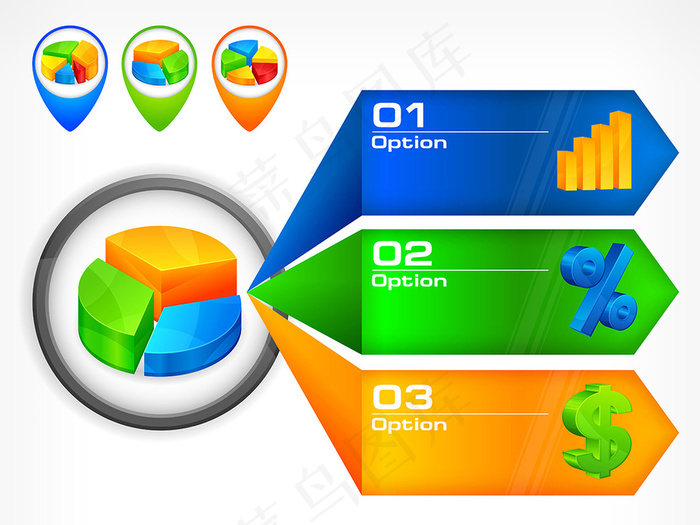 多款彩色立体信息图表标签矢量素材