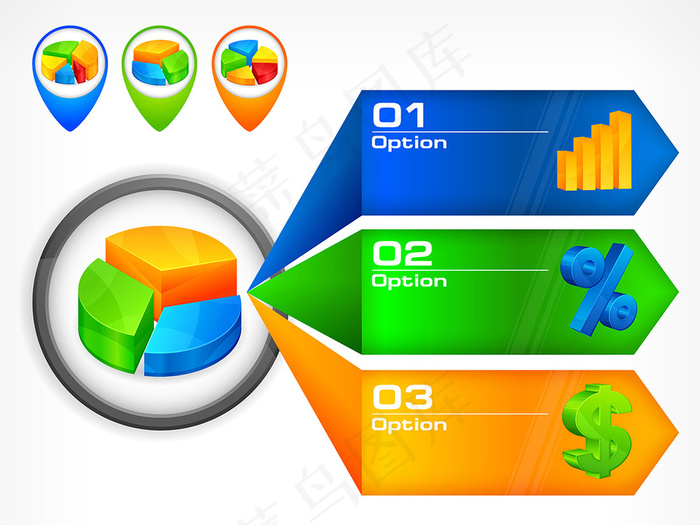 多款彩色立体信息图表标签矢量素材eps,ai矢量模版下载
