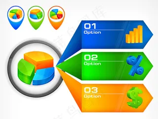 多款彩色立体信息图表标签矢量素材