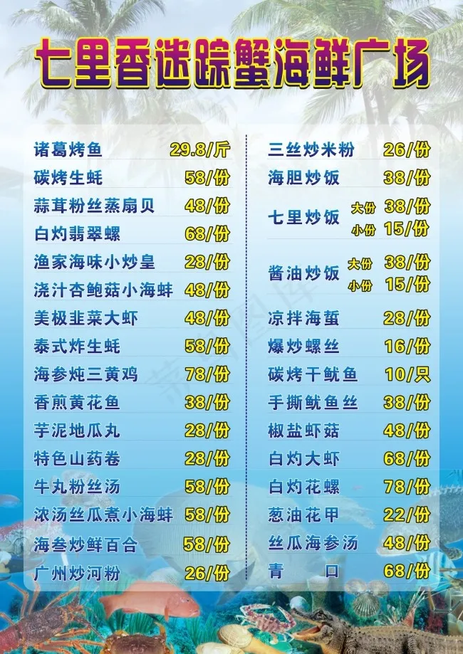 海洋蓝色背景菜单cdr矢量模版下载