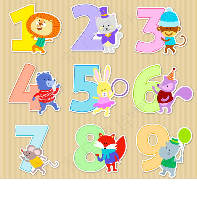 动物装饰数字矢量图片