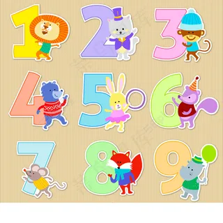 动物装饰数字矢量图片