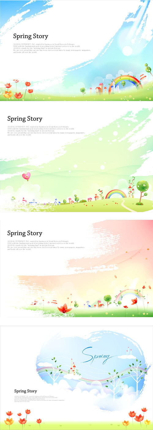 春天风景插画矢量图下载