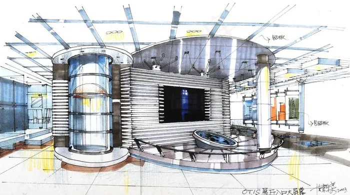手绘 展厅图片
