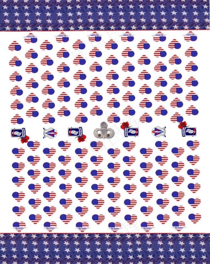 心形旗帜花布图片