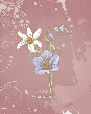 春天开花的花卉背景矢量插画