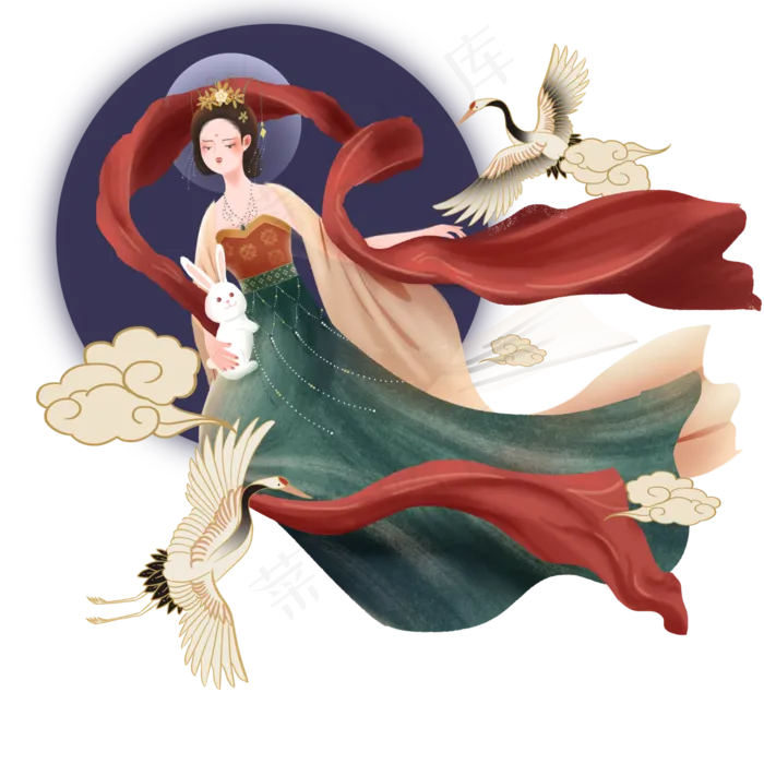 中秋八月十五中国古典仙女嫦娥仙中秋八月十五中国古典仙女嫦娥仙(3500X3500(DPI:300))psd模版下载