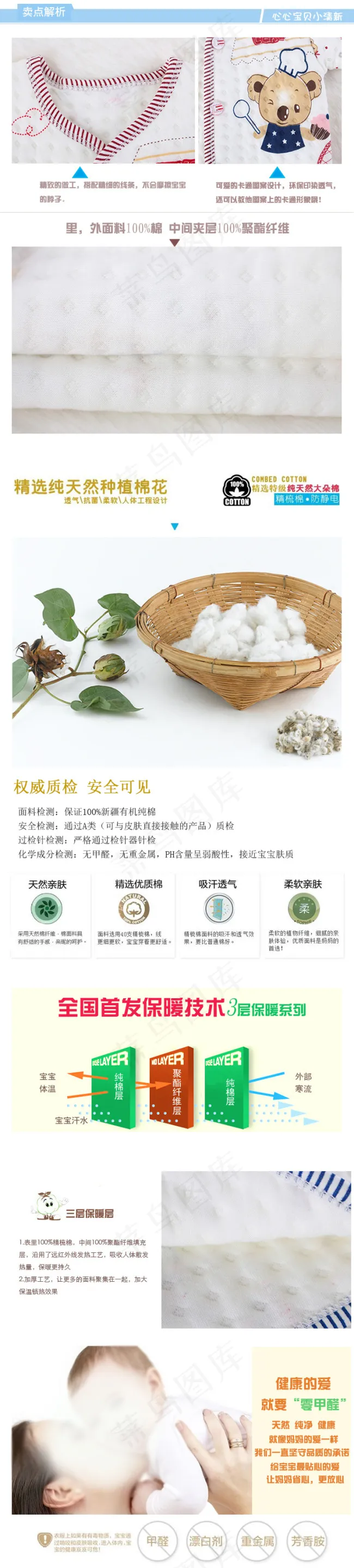 婴儿衣服三层保暖层面料psd模版下载