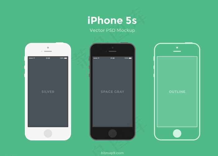 苹果 5S 线稿图片psd模版下载