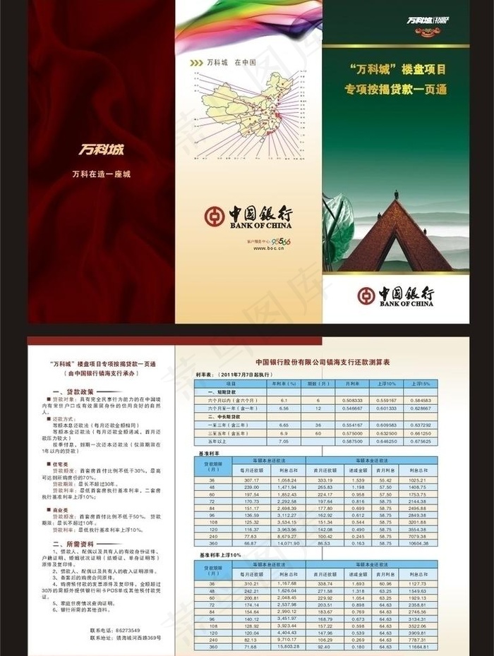 中国银行三折页图片cdr矢量模版下载